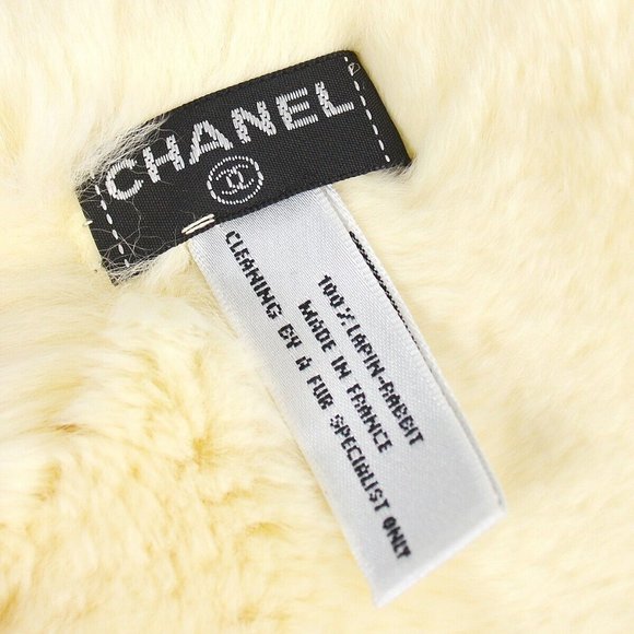 Chanel Fur Shawl Muffler Stole White Black Authentic - Picture 6 of 8